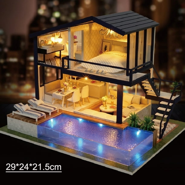 Details about  / Set Doll Puzzle Room Furniture Furniture Gift Puzzle House House Wooden DIY